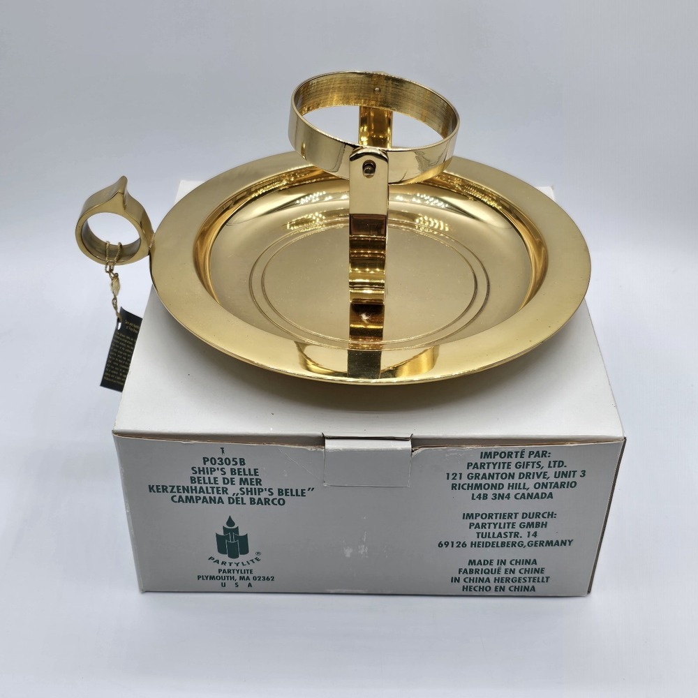 Partylite P0305B Brass Ships Bell Wall Sconce Tabletop Candle Holder Finger